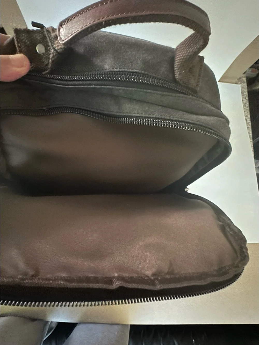 NEW MYGREEN Brown Backpack Zip & Buckle Closure, Leather Trim, Adjustable Strap